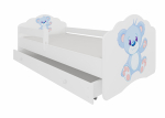 Lastevoodi Ahojbaby Casimo Blue Bear, valge v., 70 x 140 cm, voodipesu kastiga, madratsiga