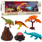 Kujukeste komplekt, koos tarvikutega, dinosaurus Lean Toys Dino Volcano, 6 tk, mitmev&auml;rviline
