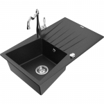 K&ouml;&ouml;givalamu koos kraaniga Mexen Cesar, graniit, 77.5 cm x 47 cm x 19 cm, metallic black/silver+chrome