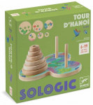 Arendav m&auml;ng Djeco Sologic Tower Of Hanoi, pruun v./mitmev&auml;rviline