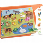 Puidust pusle Djeco Farm, 1.2 cm, mitmev&auml;rviline, 22 tk