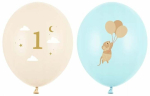 &Otilde;hupallide komplekt ovaalsed PartyDeco Mouse 1, beež v./helesinine v., 50 tk