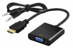 Adapter Savio HDMI - D-Sub (VGA) + Jack 3.5mm CL-23B VGA / HDMI, 3.5 mm stereo male x2, 0.2 m, must v.