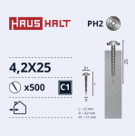 Isekeermestavad kruvid Haushalt DIN 14566, 4.2 mm x 25 mm, 500 tk
