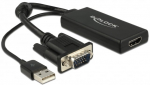 Adapter Delock VGA 15 pin male, USB 2.0 A male, 0.25 m, must