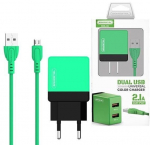 Telefoni laadija Somostel SMS-A53, 2 x USB 2.0, roheline v.