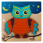 Puidust pusle Owl, 15 cm x 15 cm, 6 tk