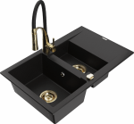 K&ouml;&ouml;givalamu koos kraaniga Mexen Gaspar Aster, graniit, 73.7 cm x 47.5 cm x 17.7 cm, kuldne/must