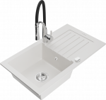 K&ouml;&ouml;givalamu koos kraaniga Mexen Pablo White+Black/Chrome, graniit, 75 cm x 43 cm x 16.1 cm, white+black/chrome