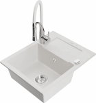 K&ouml;&ouml;givalamu koos kraaniga Mexen Enzo, vaik/graniit, 57.6 cm x 46.5 cm x 17.4 cm, valge