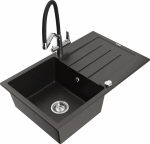 K&ouml;&ouml;givalamu koos kraaniga Mexen Bruno, graniit, 79.5 cm x 49.5 cm x 20 cm, metallic black/gold+black/chrome v.