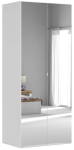Riidekapp Flex, valge v., 66 cm x 100 cm x 240 cm, peegliga