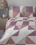 Voodipesukomplekt SJB-764, valge v./roosa v./violetne v., 70 x 80 cm, 160 x 200 cm, 3 os.