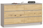 Kummut Akord K140 6SZ CLP PK, ka&scaron;miir v./artisan oak v., 77 cm x 138 cm x 40 cm