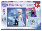 Pusle 3in1 Ravensburger Elsa Anna & Olaf 09269, 18 cm x 18 cm, 147 tk, mitmev&auml;rviline