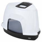 Suletud kassitualett Europet Bernina Medio, valge/must, suletud, 56 cm x 38 cm x 40 cm