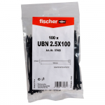 Kinnitusrihm Fischer UBN, 100 x 2.5 mm, 100 tk, must v.