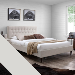 Voodi kahekohaline Home4you Emilia + Olympia Top, 180 x 200 cm, beež v., madratsiga, p&otilde;hjalippidega