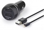 Auto laadija Philips, Lightning/2 x USB, must, 15.5 W
