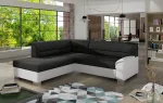 Nurgadiivan Bergen Sawana 14, Soft 17, valge v./must v., vasak, 214 x 247 cm x 83 cm