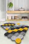Vannitoamattide komplekt Foutastic Circle 359CHL2573, kollane/mitmev&auml;rviline, 60 cm x 100 cm