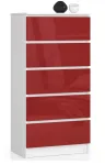 Sahtliplokk Akord K60 5SZ, valge v./punane v., 121 cm x 60 cm x 40 cm