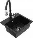 K&ouml;&ouml;givalamu koos kraaniga Mexen Milo, graniit, 43 cm x 41 cm x 17.1 cm, must