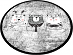 Vannitoa p&otilde;randamatt Foutastic Three Bears Circle, valge/must, 80 cm x 80 cm, &Oslash; 80 cm