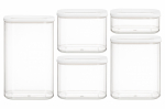 Toiduainekarbi komplekt Maku 646901, 0.5 - 2 l, l&auml;bipaistev v./valge v., 5 tk