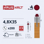 Isekeermestavad kruvid Haushalt DIN 7504K, 4.8 mm x 35 mm, 200 tk