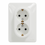 Pistikupesa 2-ne Schneider Electric Sedna Design SDD311221, maandusega, valge v.