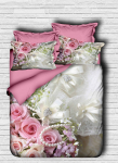 Voodipesukomplekt Mijolnir 178PRL2006, valge v./roosa v./hall v., 50 x 70 cm, 200 x 220 cm