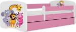Lastevoodi Kocot Kids Babydreams Zoo, valge v./roosa v., 80 x 160 cm, ilma voodipesukastita, ilma madratsita