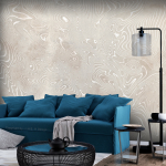 Fototapeet Artgeist Flowing Shapes - Abstract Beige And White Background In Patterned Compositions, 280 cm x 400 cm