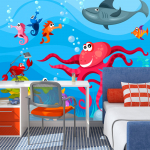Fototapeet Artgeist Octopus And Shark, 193 cm x 193 cm