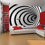 Fototapeet Artgeist Black And White 3D Tunnel LFTNT0054, 154 cm x 154 cm