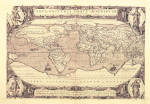 Fototapeet Artgeist Retro Style World Map - Outline Of Continents With Inscriptions In Latin, 280 cm x 400 cm