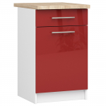 Alumine k&ouml;&ouml;gikapp Akord Furniture Factory Oliwia S50 SZ1, valge v./punane v., 46 cm x 50 cm x 85 cm