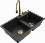 K&ouml;&ouml;givalamu koos kraaniga Mexen Tomas, graniit, 80 cm x 50 cm x 19 cm, kuldne/must