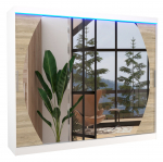 Riidekapp ADRK Cambe LED, pruun v./valge v., 58 cm x 250 cm x 215 cm, peegliga