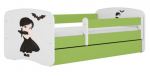 Lastevoodi Kocot Kids Wednesday, valge v./roheline v., 70 x 140 cm, ilma voodipesukastita, madratsiga
