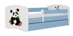 Lastevoodi Kocot Kids Panda 2, sinine v./valge v., 70 x 140 cm, voodipesu kastiga, madratsiga