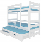 Kahekorruseline lastevoodi koos v&auml;ljat&otilde;mmatava lisavoodiga ADRK Karlo, valge v., madratsiga