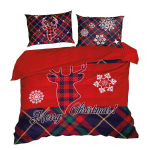 Voodipesukomplekt Merry Christmas PTR-14, must/punane/roheline, 140 x 200 cm