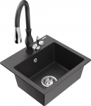 K&ouml;&ouml;givalamu koos kraaniga Mexen Milo, graniit, 43 cm x 41 cm x 17.1 cm, black granite