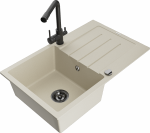 K&ouml;&ouml;givalamu koos kraaniga Mexen Bruno Beige+Black, graniit, 79 cm x 49 cm x 20 cm, beige+black