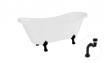 Vann, teisaldatav Besco Amelia, 190 cm x 77 cm x 69 cm, ovaalne, valge/must
