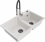 K&ouml;&ouml;givalamu koos kraaniga Mexen Tomas, graniit, 80 cm x 50 cm x 19 cm, valge/must/hall