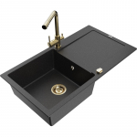 K&ouml;&ouml;givalamu koos kraaniga Mexen Leo, graniit, 90 cm x 50 cm x 19 cm, metallic black/silver+gold