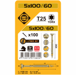 Puidukruvi, keeratavad puu sisse Forte Tools, 5 x 100 mm, kollane v., 100 tk